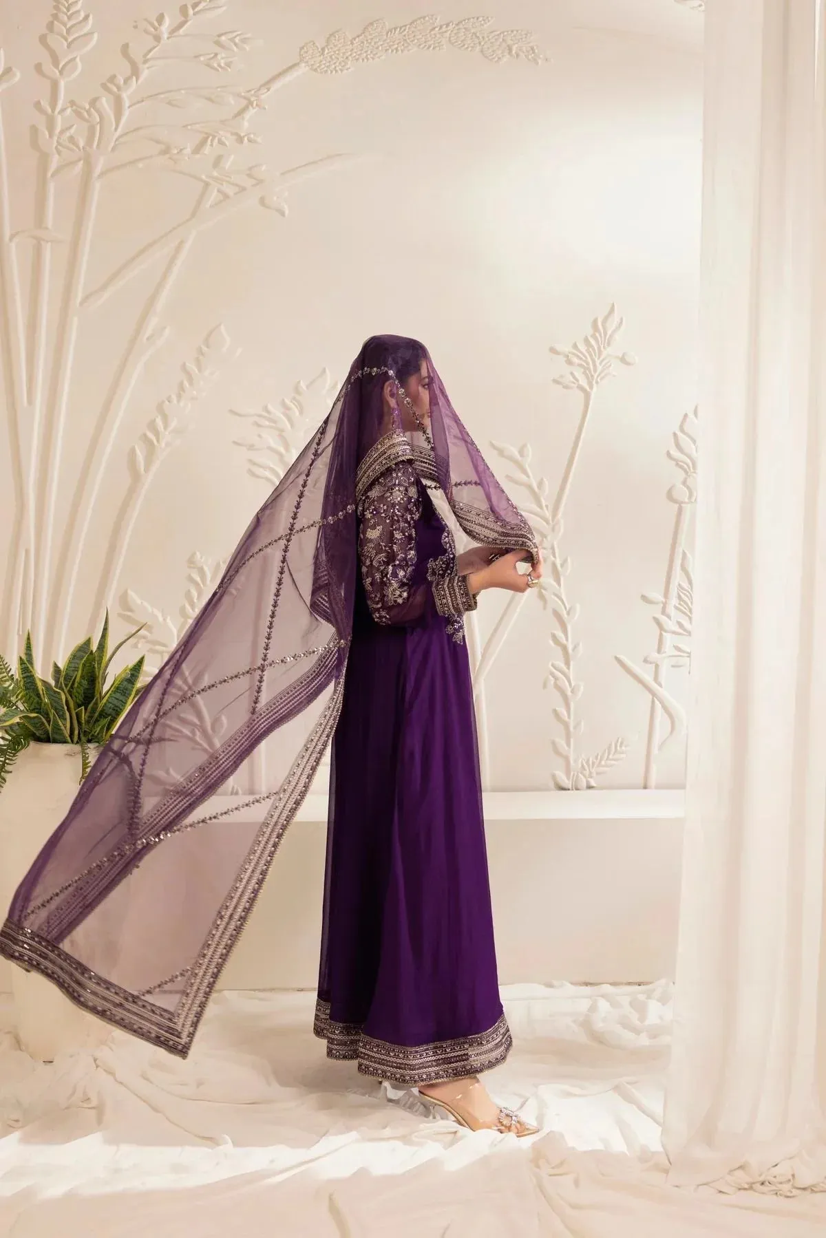 3PC EMBROIDERED CHIFFON LONG DRESS BY MOHAGNI 13