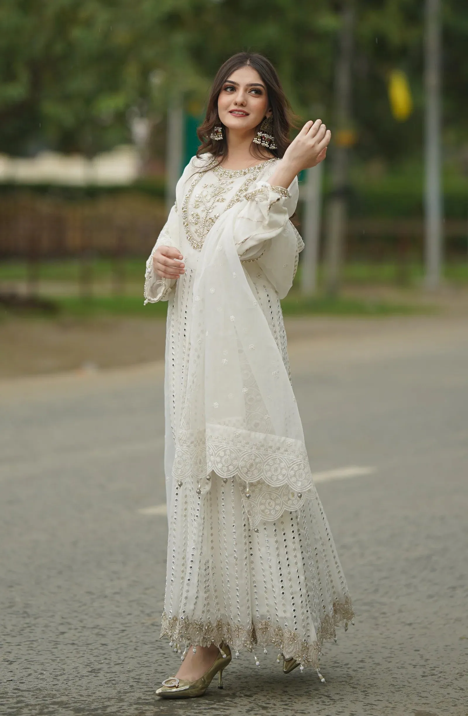 3PC SAKEENA READY TO WEAR LONG FROCK Y6
