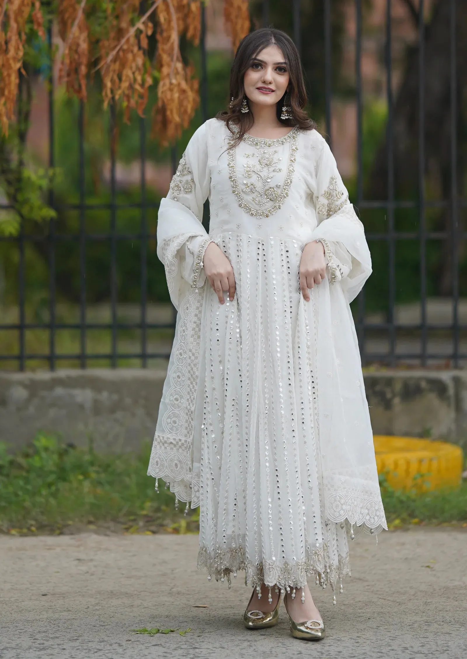 3PC SAKEENA READY TO WEAR LONG FROCK Y6