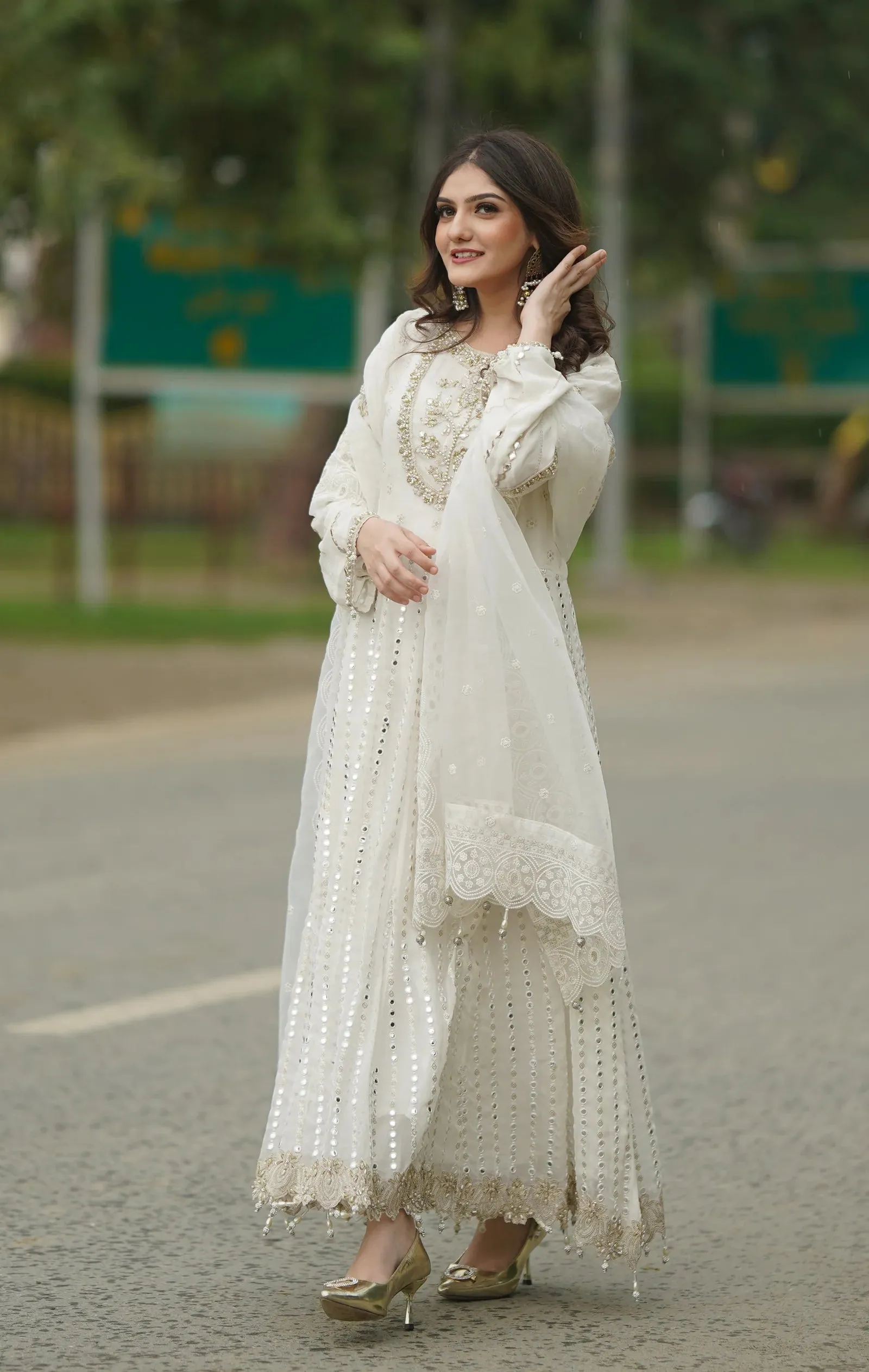 3PC SAKEENA READY TO WEAR LONG FROCK Y6