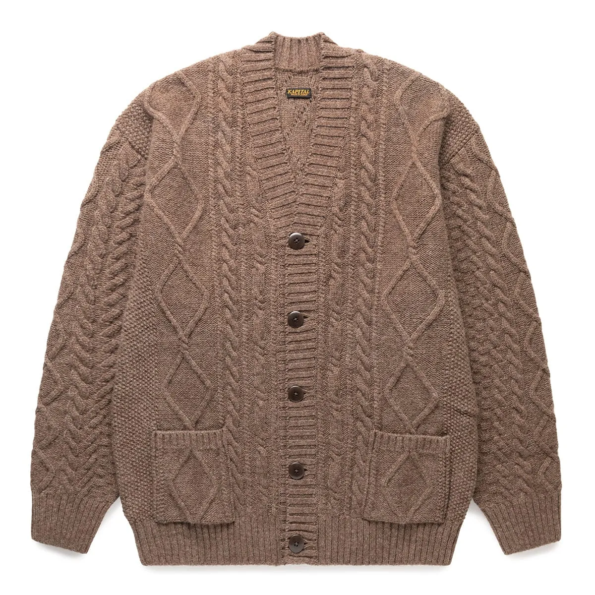 5G WOOL CABLE KNIT ELBOW-CATPITAL CARDIGAN