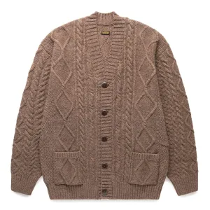 5G WOOL CABLE KNIT ELBOW-CATPITAL CARDIGAN