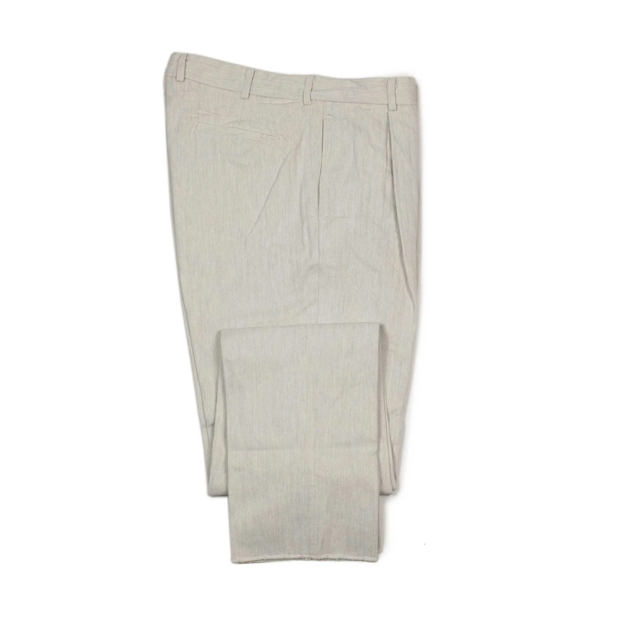 Aantioco pleated trousers in bleached natural cotton herringbone