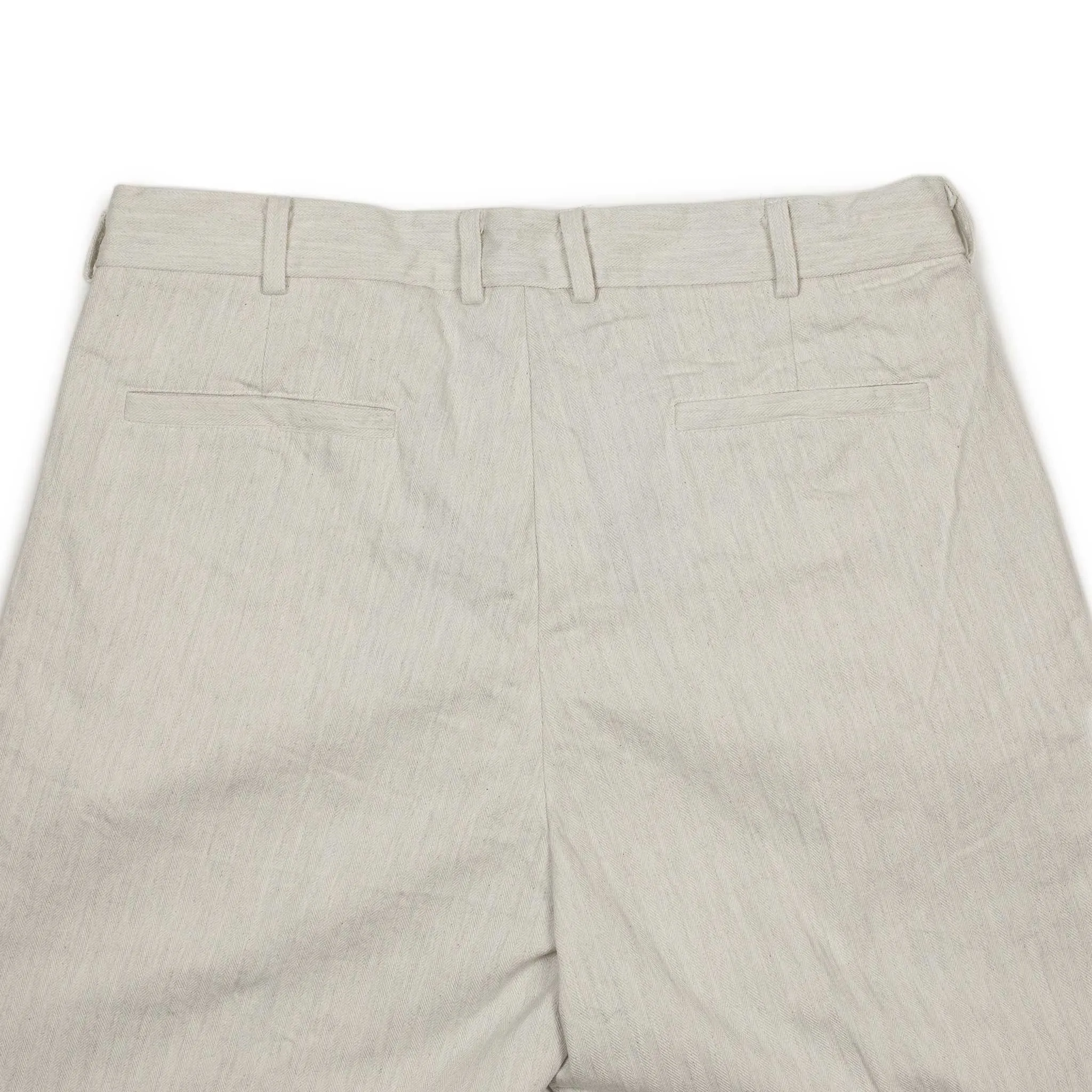Aantioco pleated trousers in bleached natural cotton herringbone