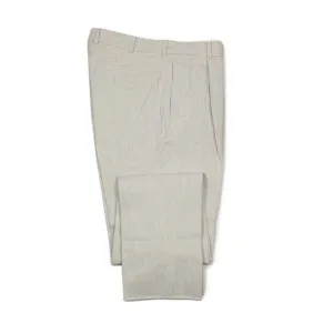 Aantioco pleated trousers in bleached natural cotton herringbone