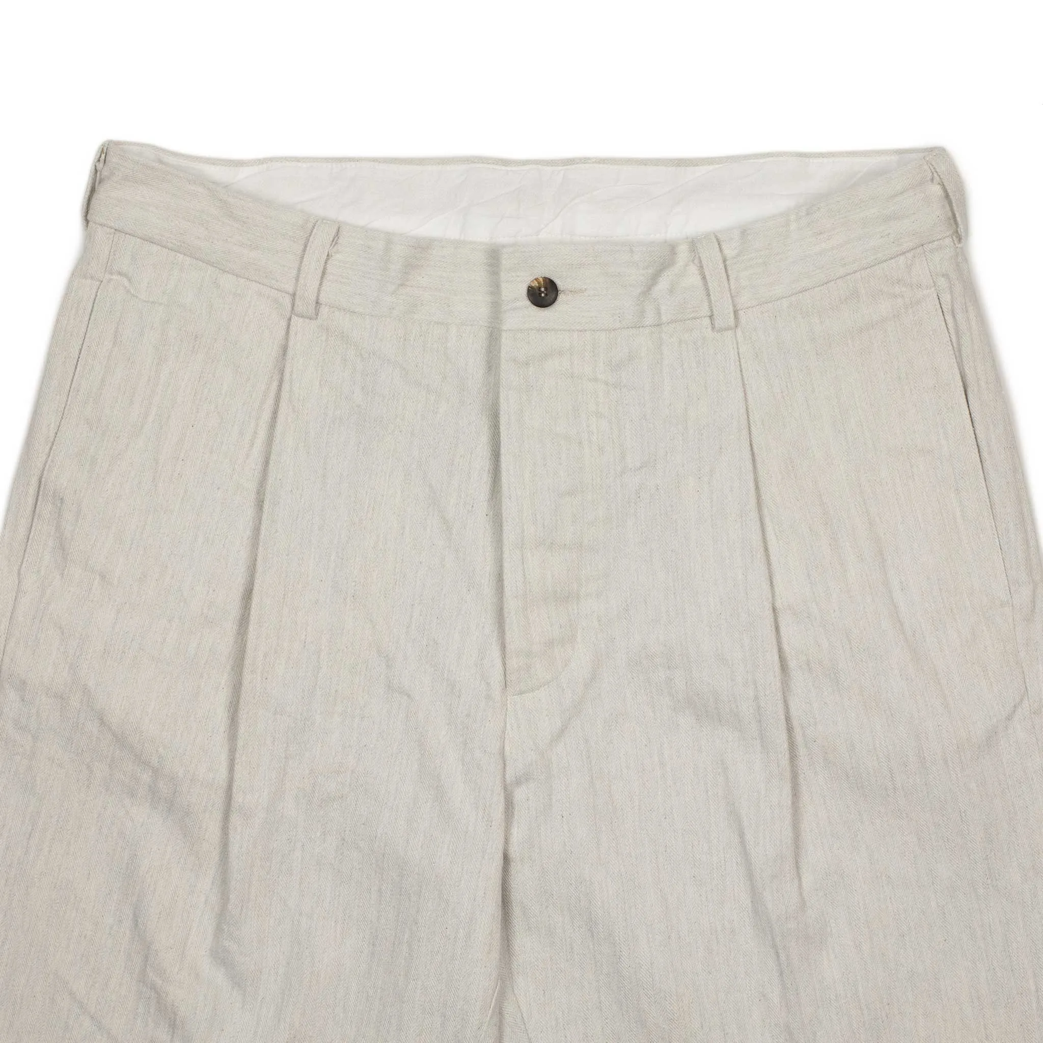Aantioco pleated trousers in bleached natural cotton herringbone