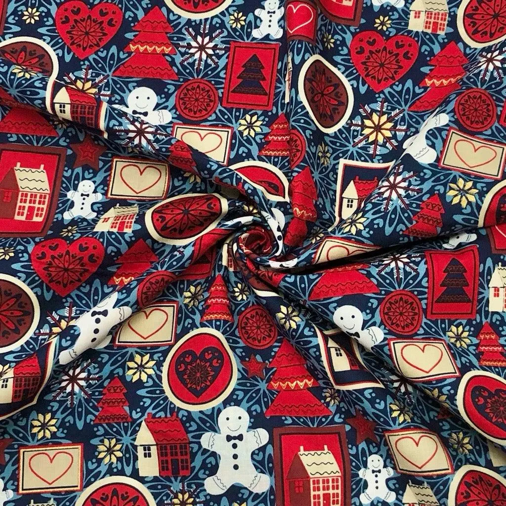 All Over Xmas Prints Cotton Fabric