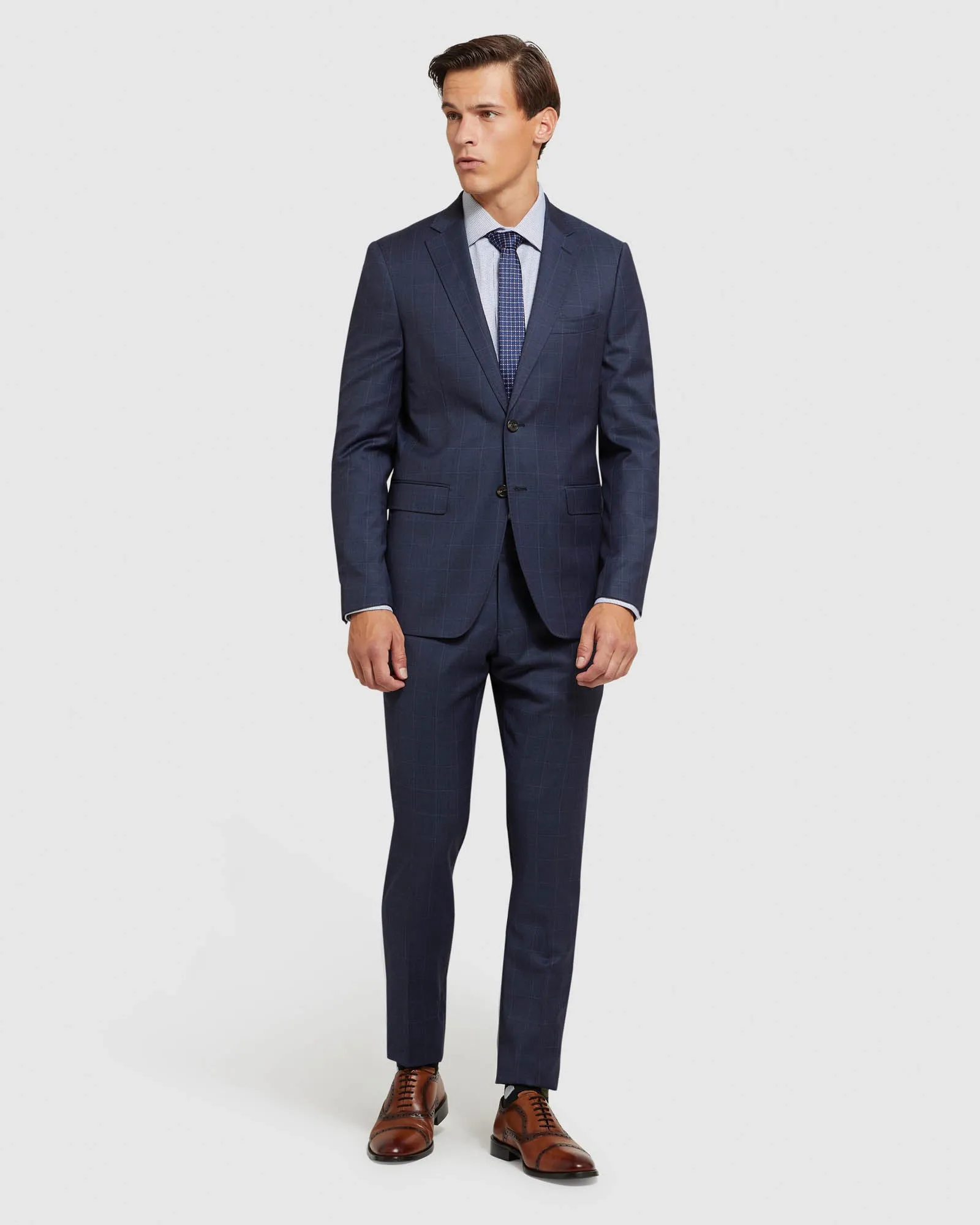 Auden Wool Stretch Check Suit Trousers