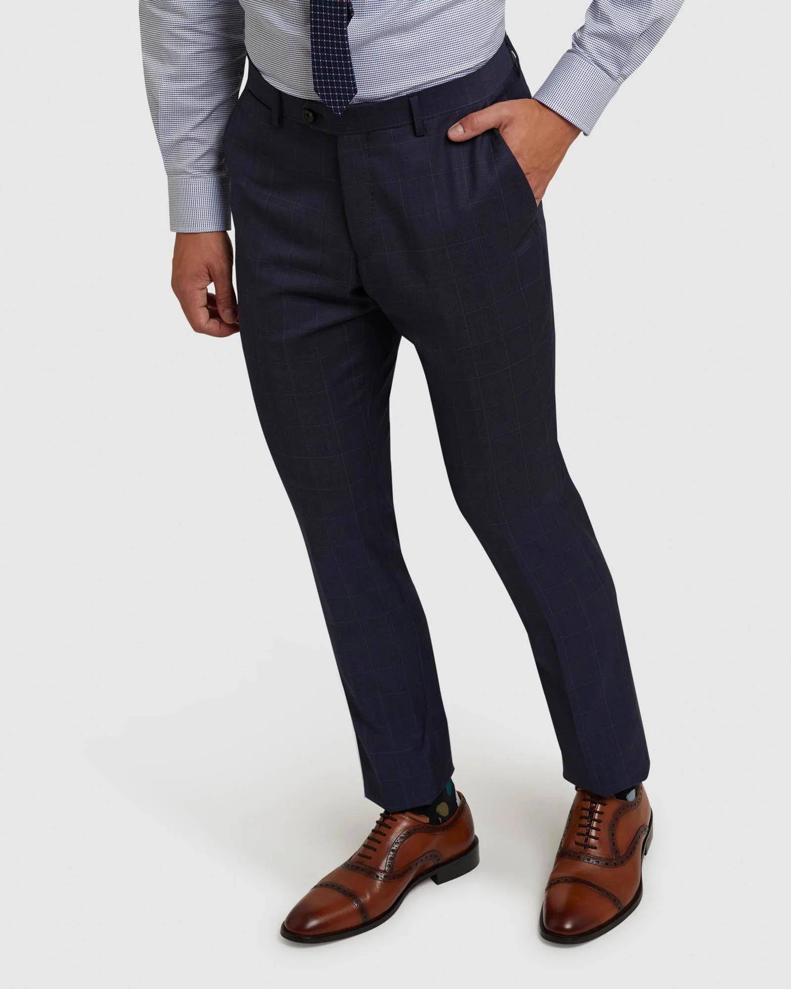 Auden Wool Stretch Check Suit Trousers