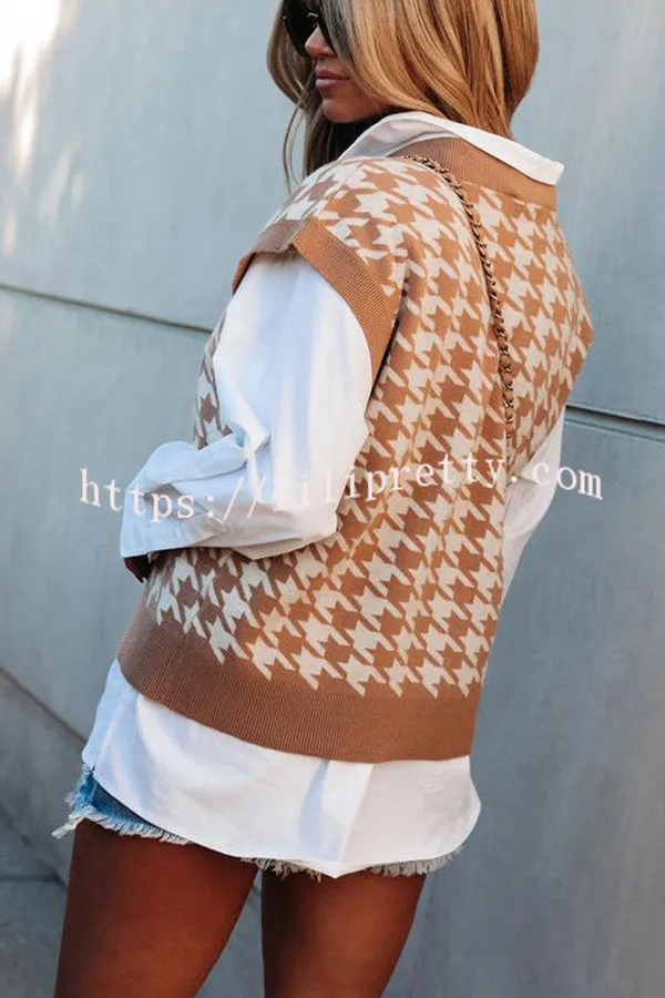 Beauty Brains Houndstooth Knit Sweater Vest