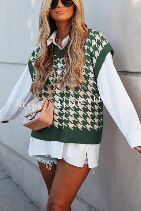 Beauty Brains Houndstooth Knit Sweater Vest