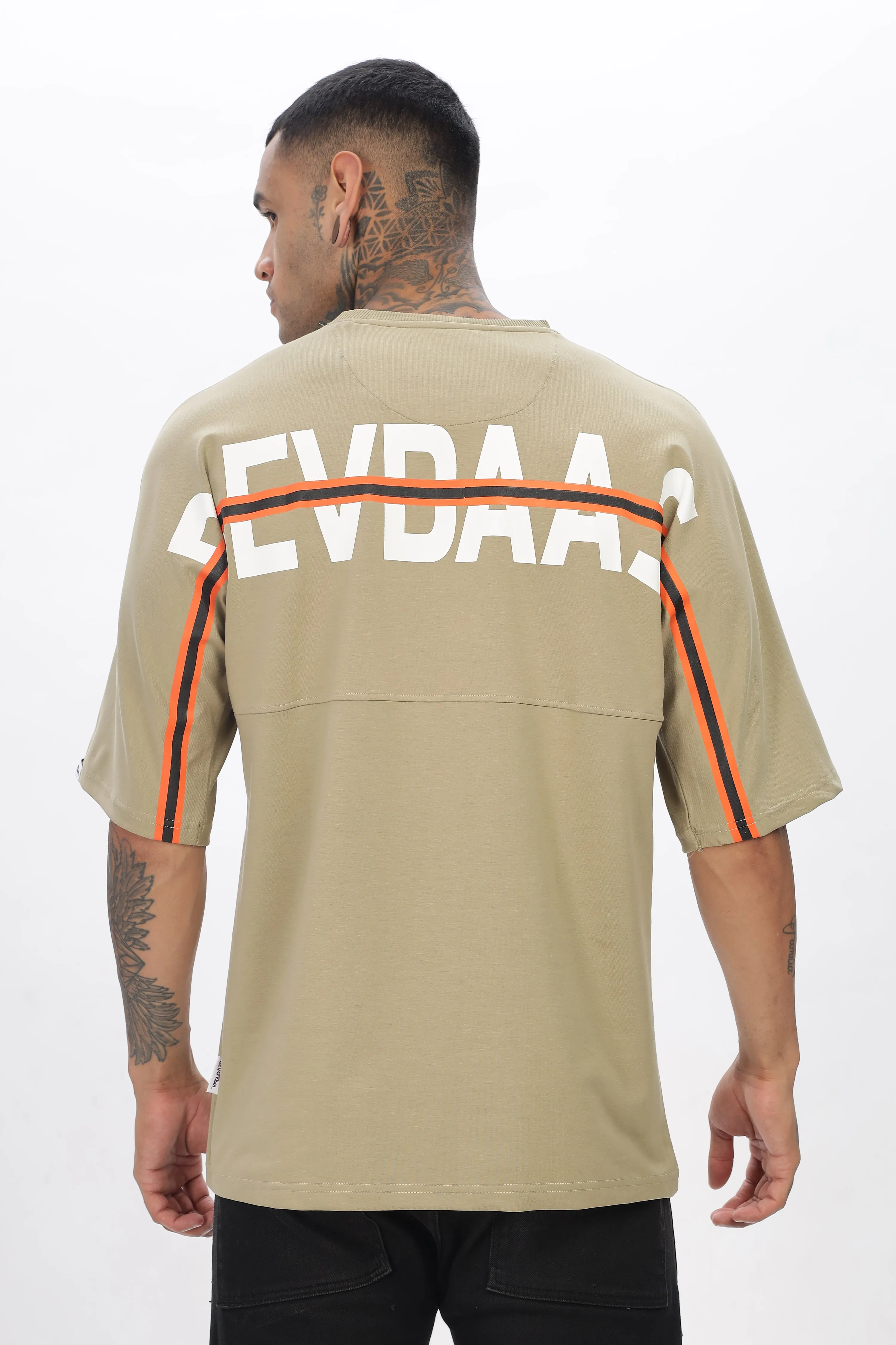 Beige Stylish Drop Shoulder T Shirt For Men
