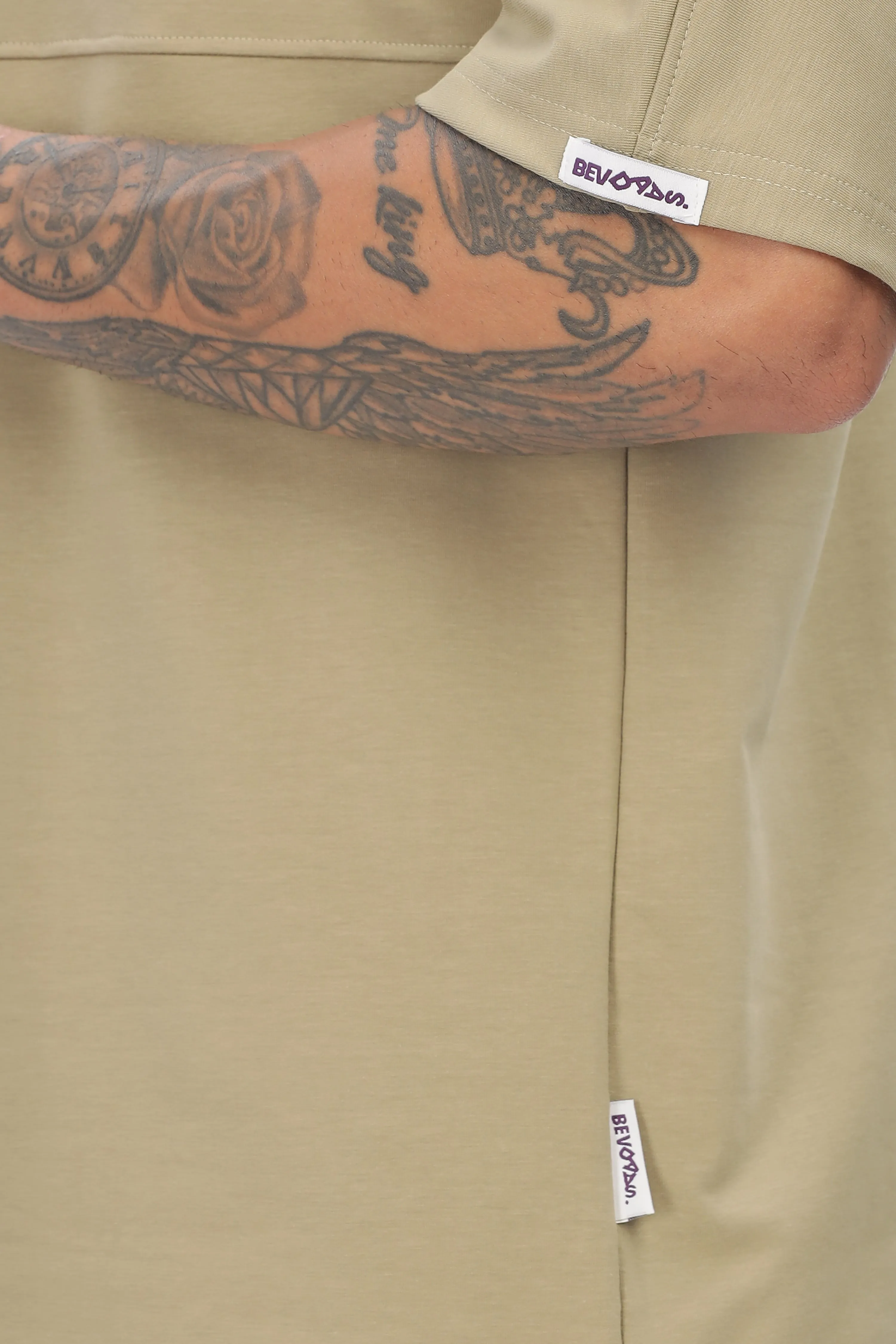 Beige Stylish Drop Shoulder T Shirt For Men