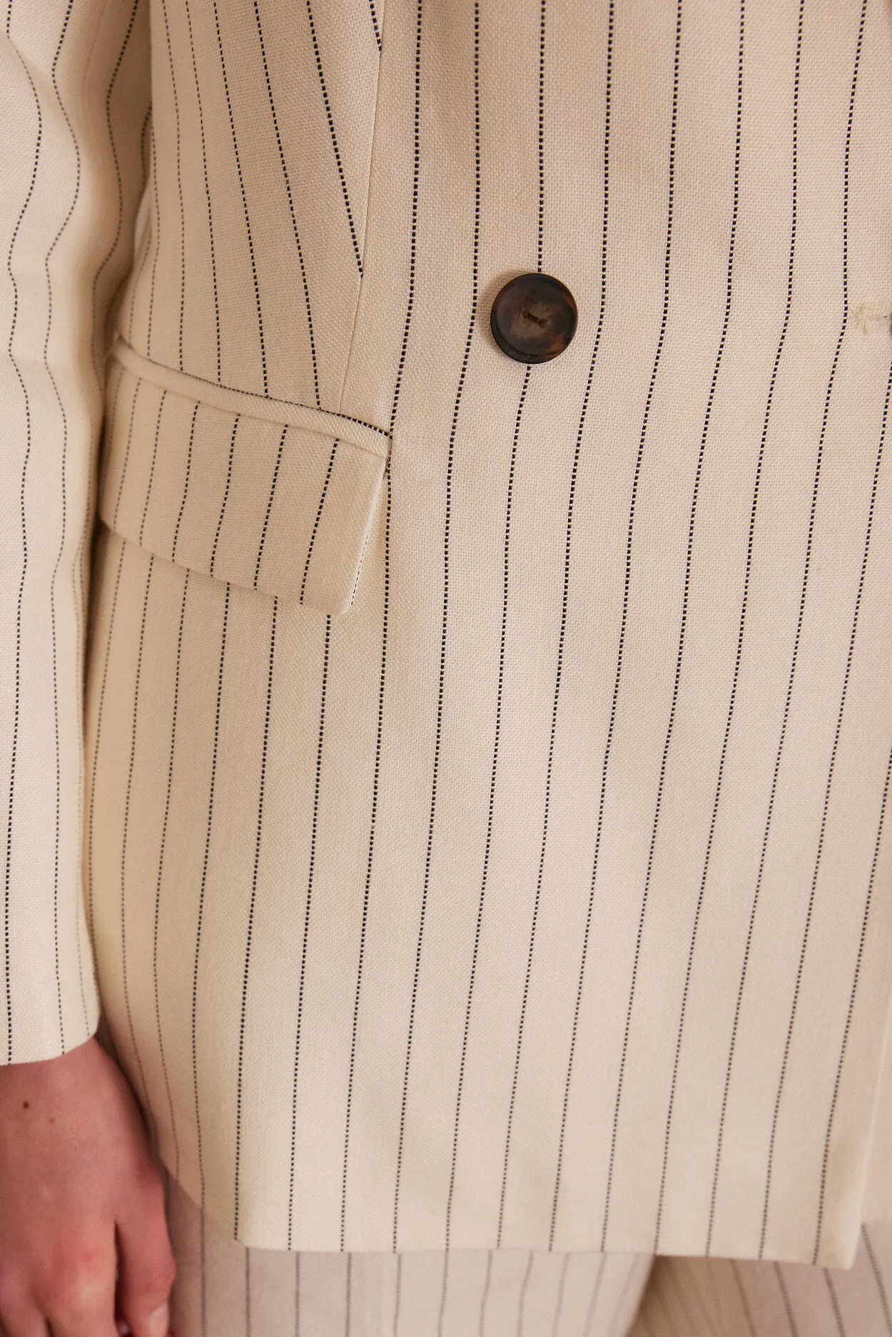 BESS STRIPED TAILORED LINEN JACKET
