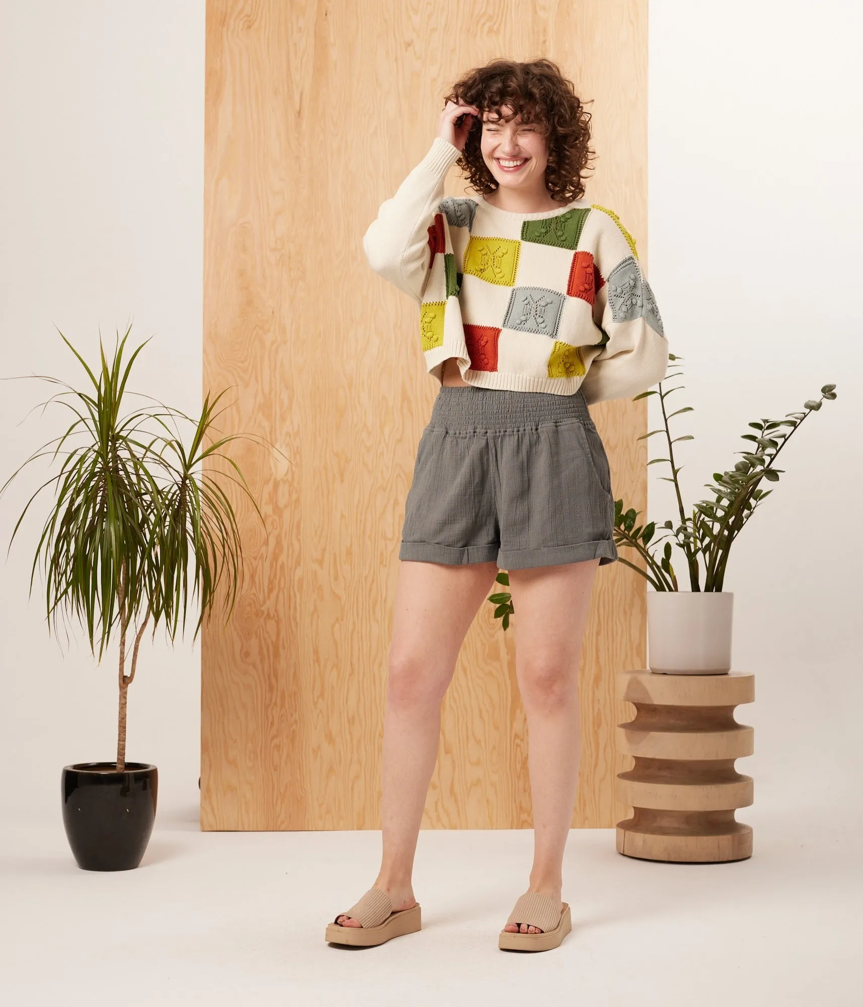 Bev Sweater - Bright Checker