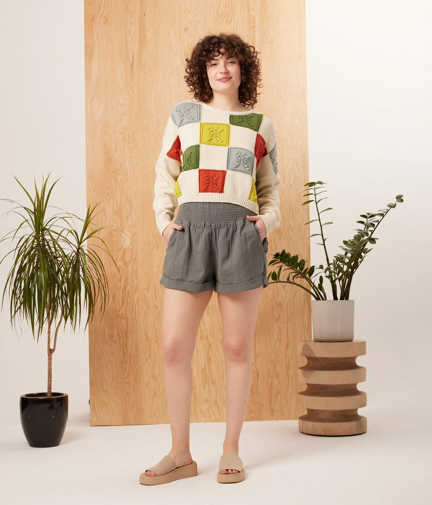 Bev Sweater - Bright Checker