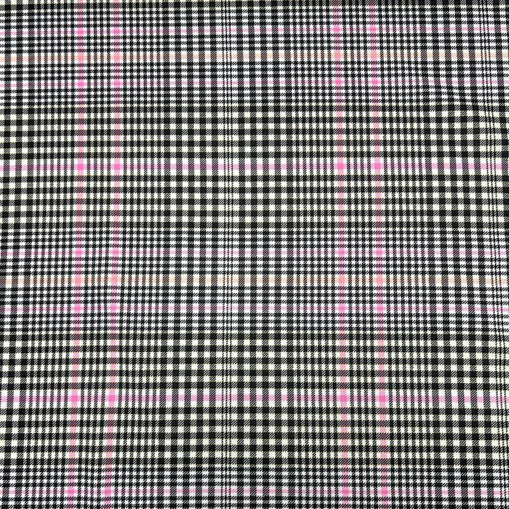 Black and Pink Checkered Dogtooth Knit Fabric