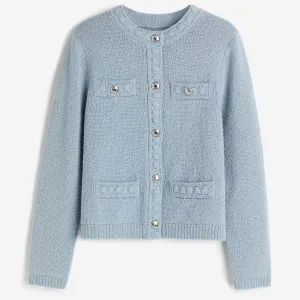 Cardigan H&M Textured-knit, blue