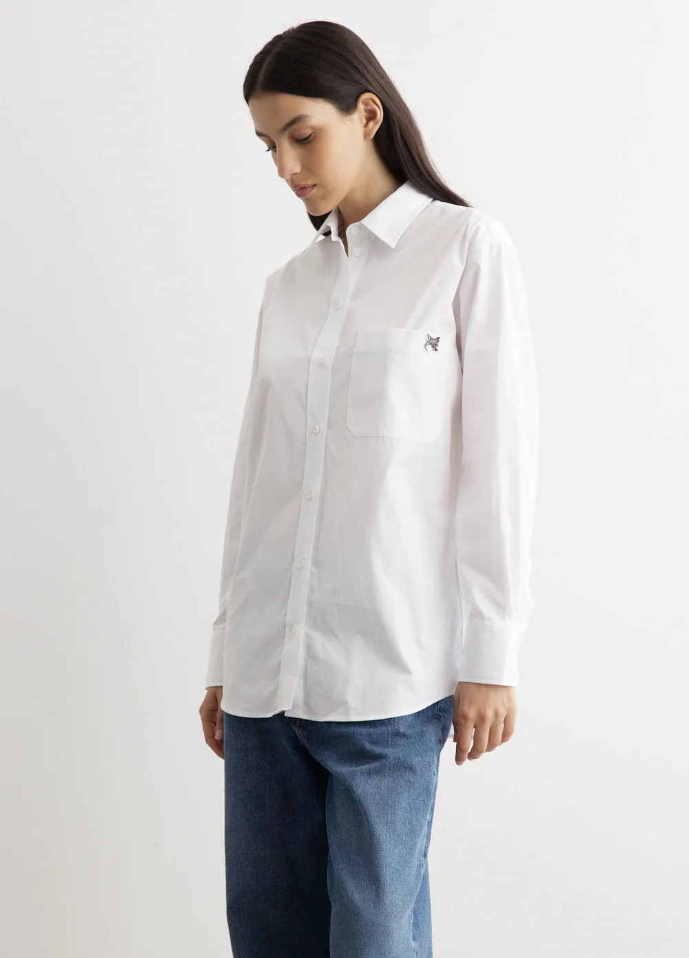 Casual Shirt With Grey Fox Head Patch