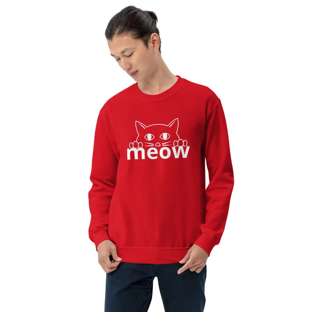 Cat Face Meow Warm, Soft Feel, Pre-Shrunk Classic Fit Crew Neck Sweatshirt