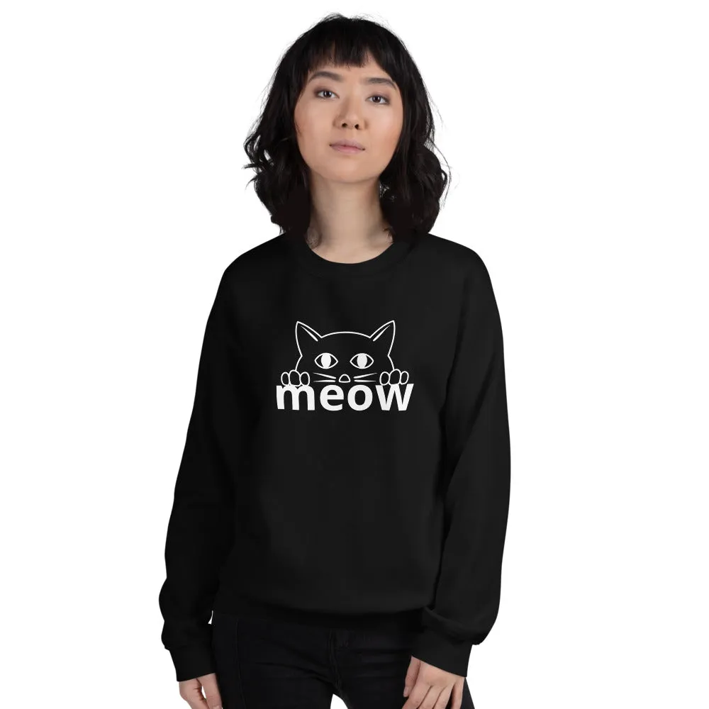 Cat Face Meow Warm, Soft Feel, Pre-Shrunk Classic Fit Crew Neck Sweatshirt