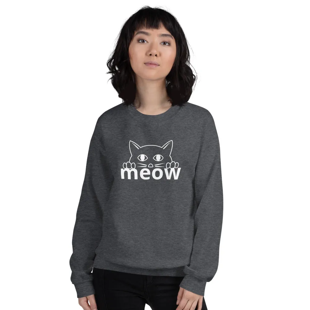 Cat Face Meow Warm, Soft Feel, Pre-Shrunk Classic Fit Crew Neck Sweatshirt