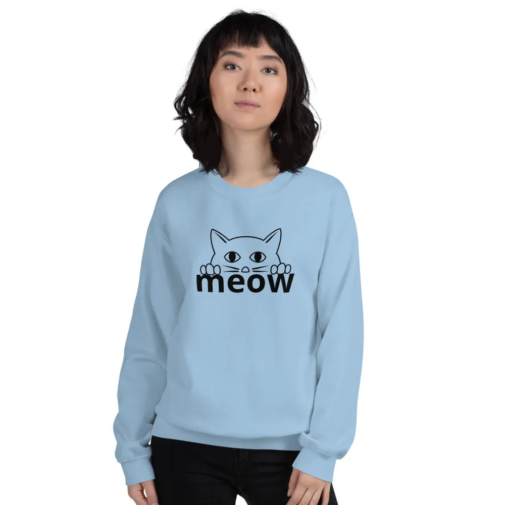 Cat Face Meow Warm, Soft Feel, Pre-Shrunk Classic Fit Crew Neck Sweatshirt