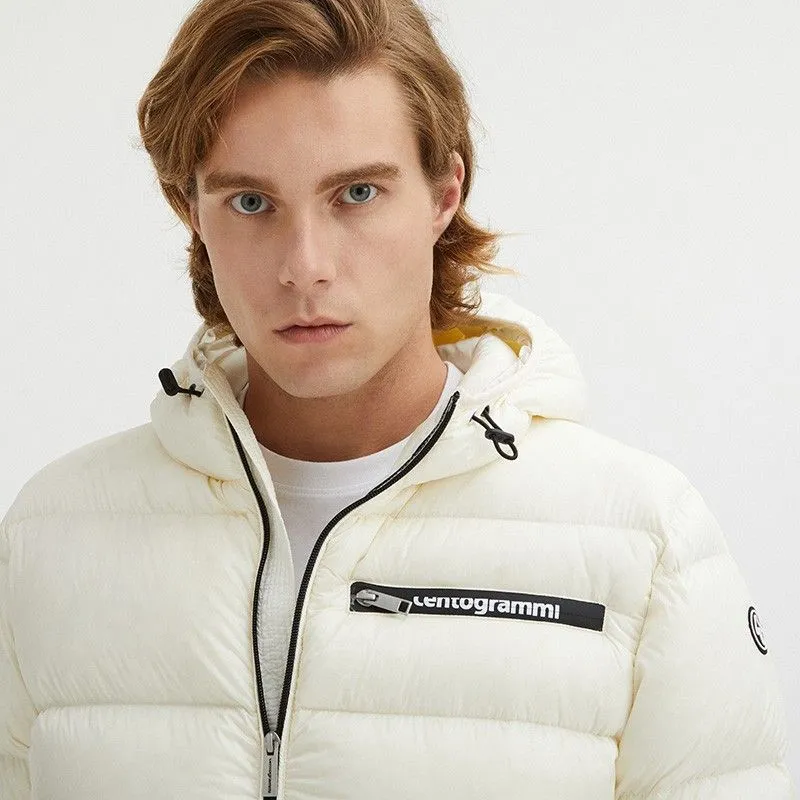 Centogrammi Elegant White Hooded Down Jacket