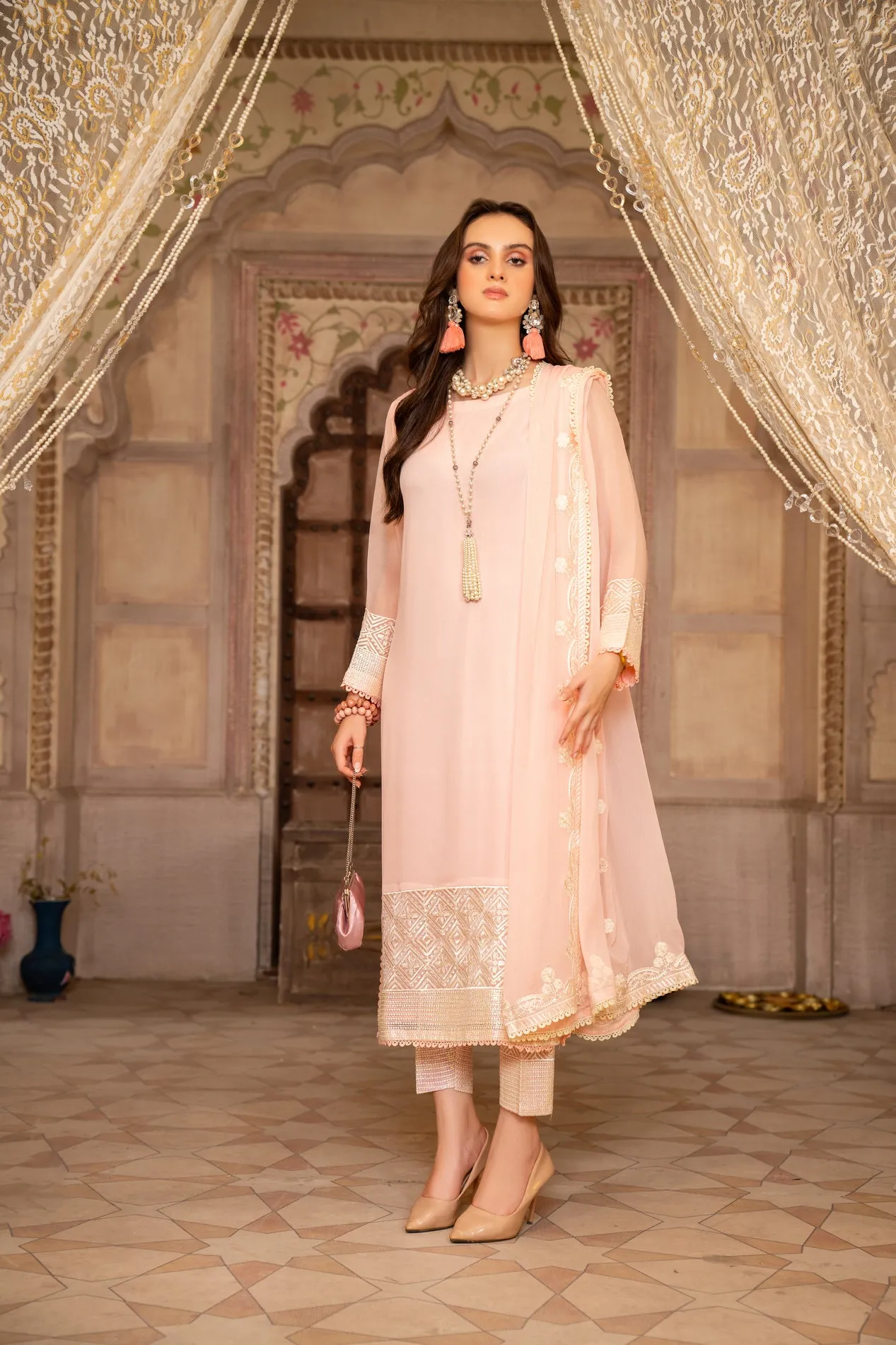 CHIFFON EMBROIDERED FORMAL DRESS BY ALEEZAY 10
