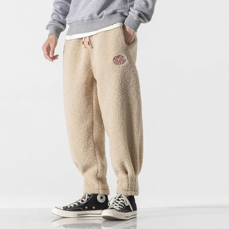 Chinese Style Men's Casual Retro Thick Lamb Wool
