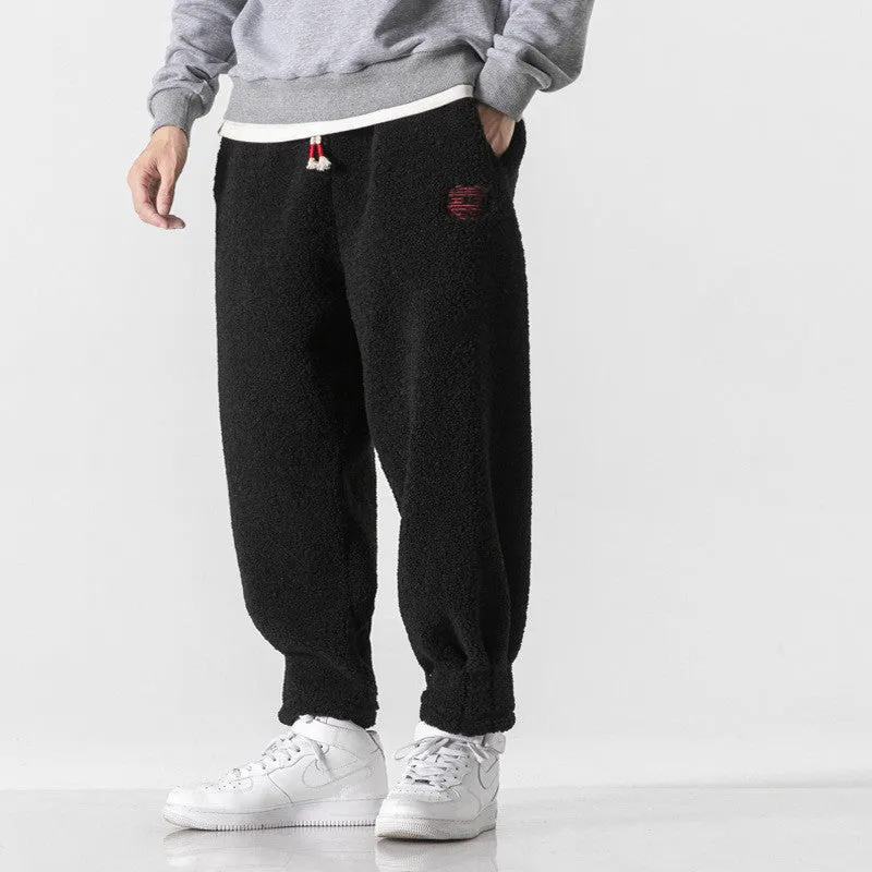 Chinese Style Men's Casual Retro Thick Lamb Wool