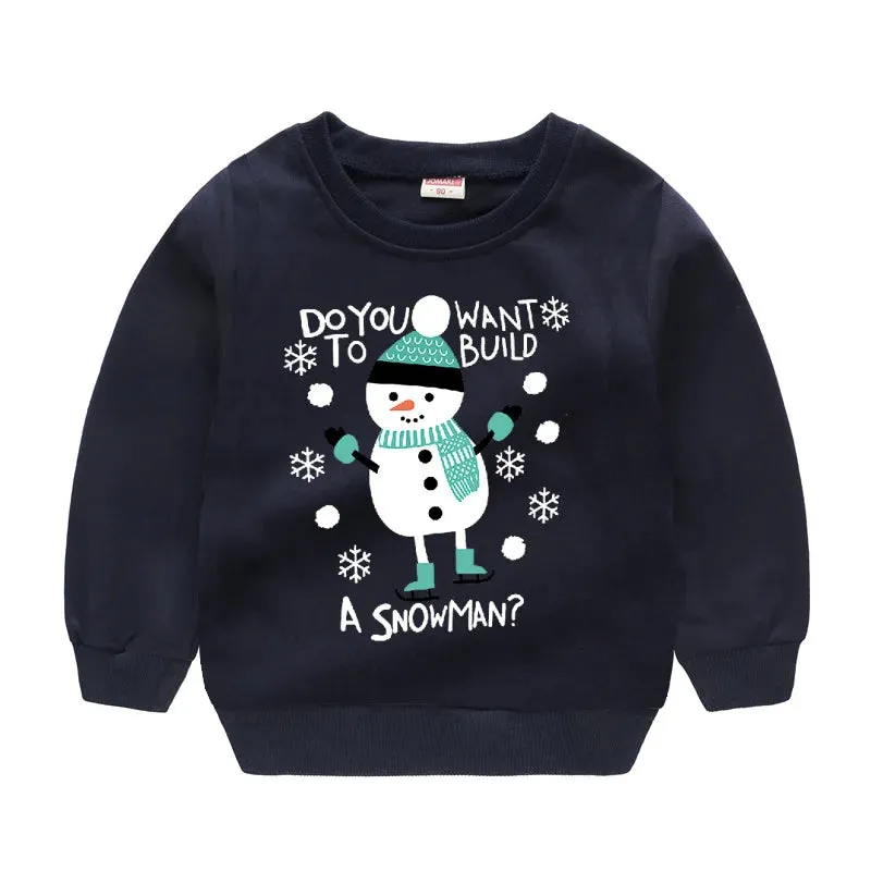 Christmas Letters and Santa Cartoon Prints Kids Sweatshirts