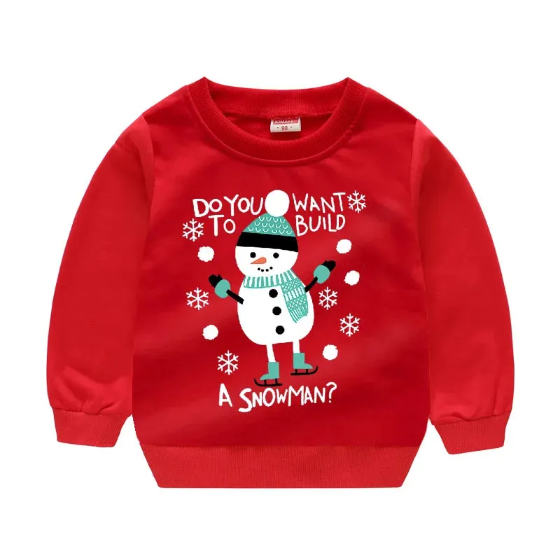 Christmas Letters and Santa Cartoon Prints Kids Sweatshirts