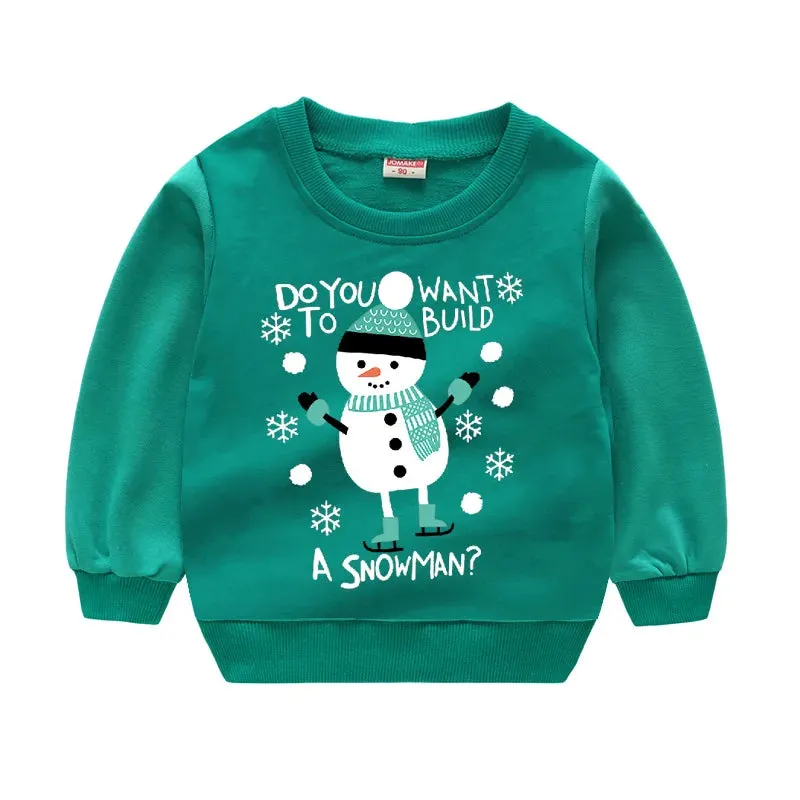 Christmas Letters and Santa Cartoon Prints Kids Sweatshirts