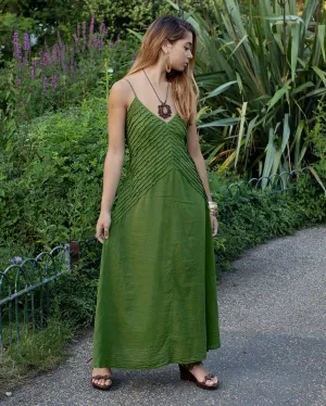 Cotton Two Leaves Dress Green