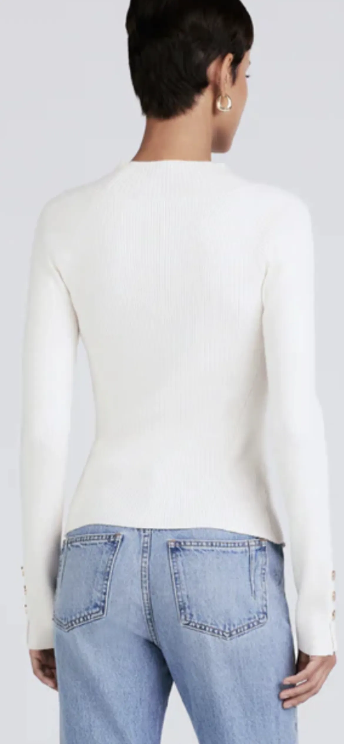 DEREK LAM-Kassandra Ribbed Mock Neck Sweater Ivory