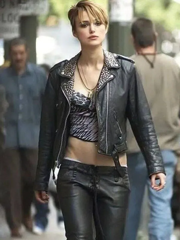 Elegant Leather Jacket Worn By Keira Knightley | Keira Knightley Elegant Leather Jacket