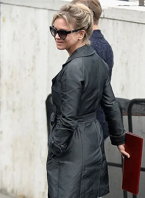 Elegant Renee Zellweger Leather Long Coat By TJS