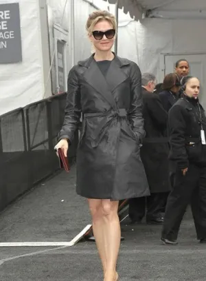 Elegant Renee Zellweger Leather Long Coat By TJS