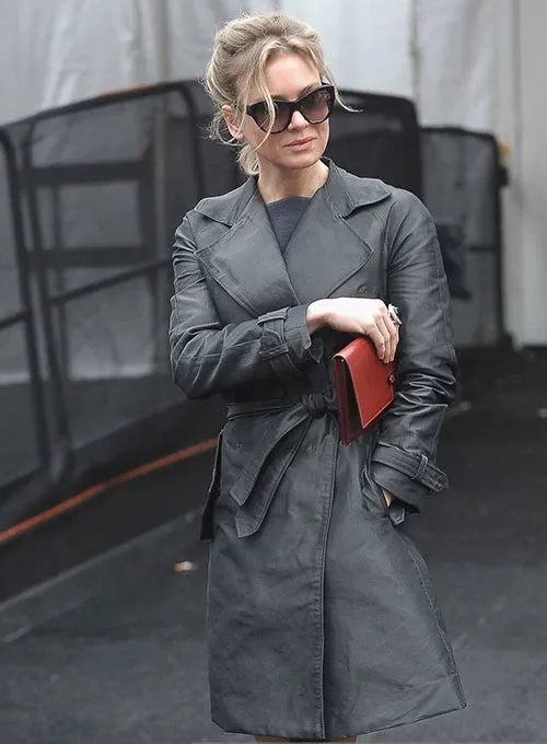 Elegant Renee Zellweger Leather Long Coat By TJS