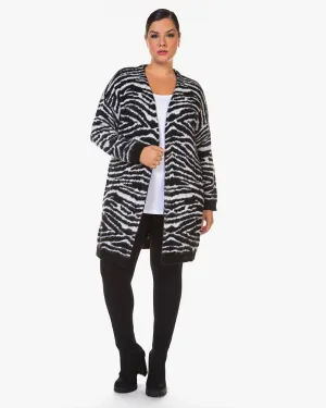 Ellery Open Sweater Cardigan | Black / White