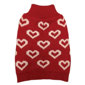 Fashion Pet Allover Hearts Dog Sweater Red 1ea/Extra-Large