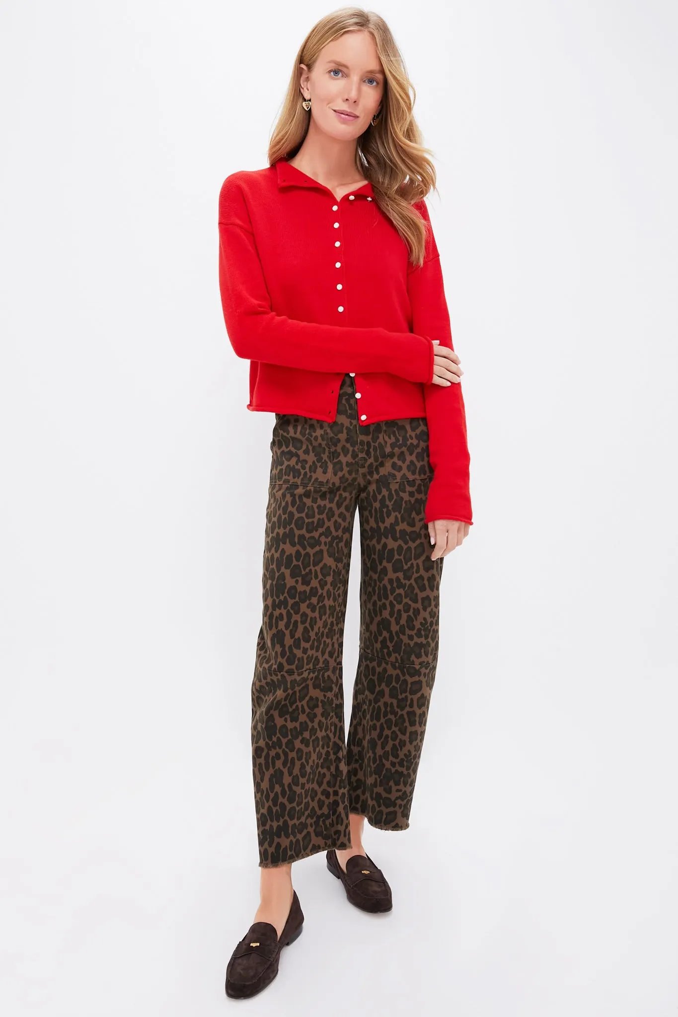 Fire Red Taylor Rollneck Cardigan