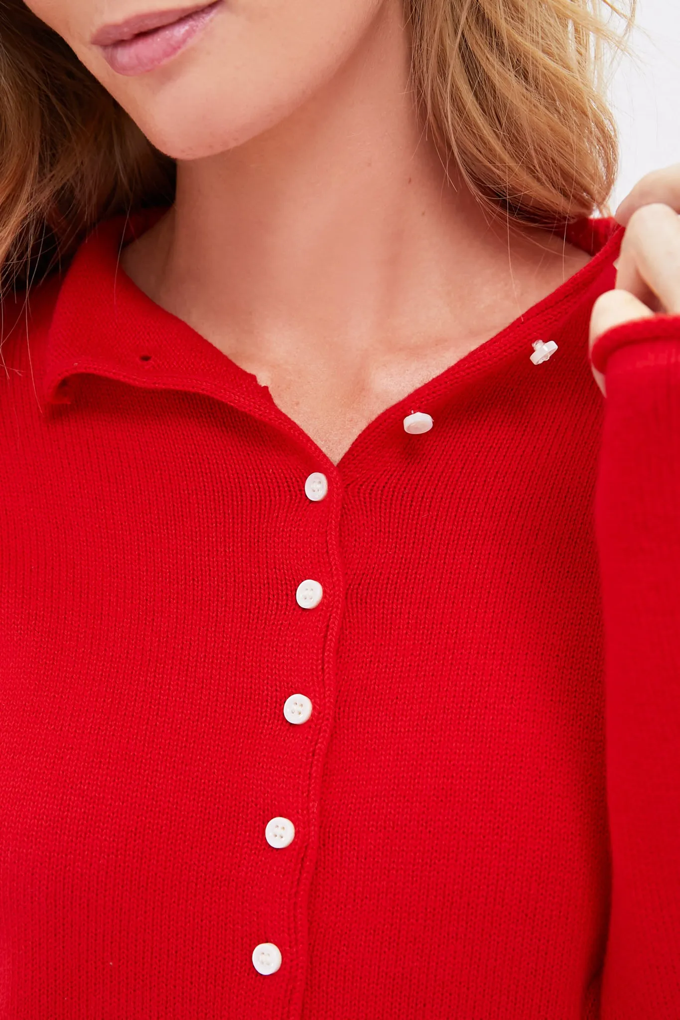Fire Red Taylor Rollneck Cardigan
