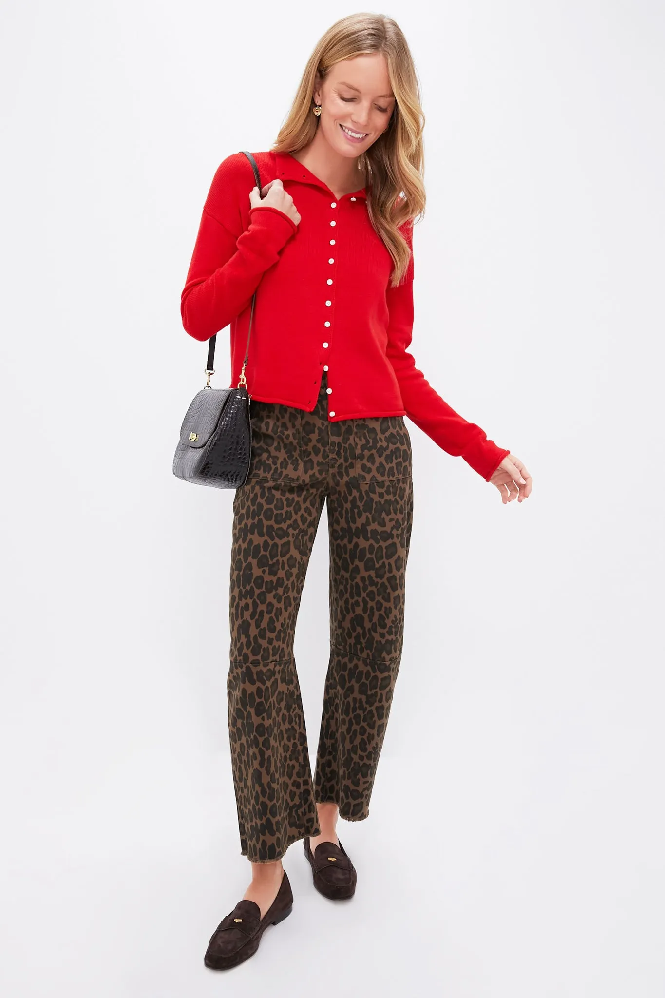 Fire Red Taylor Rollneck Cardigan