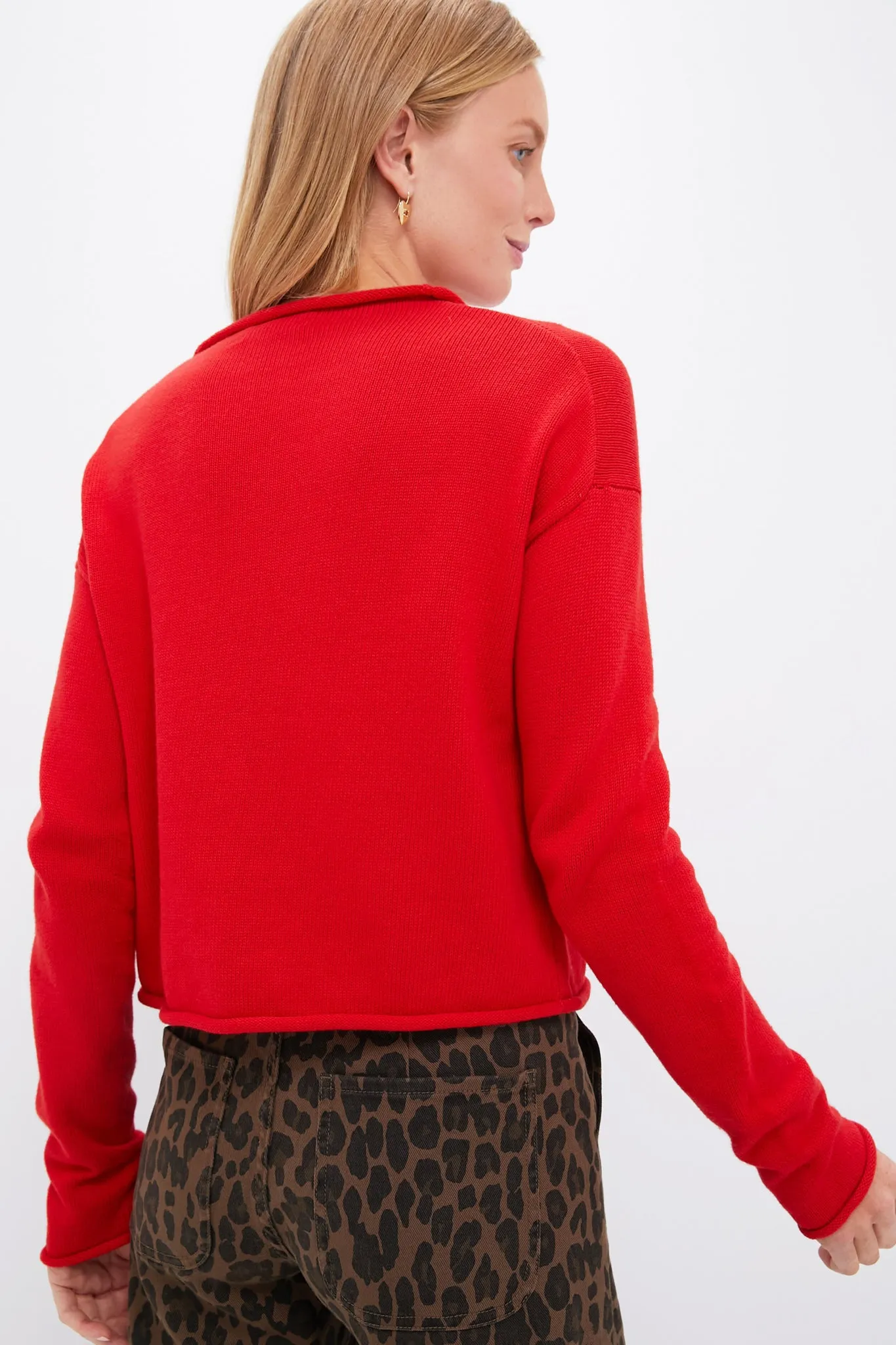 Fire Red Taylor Rollneck Cardigan
