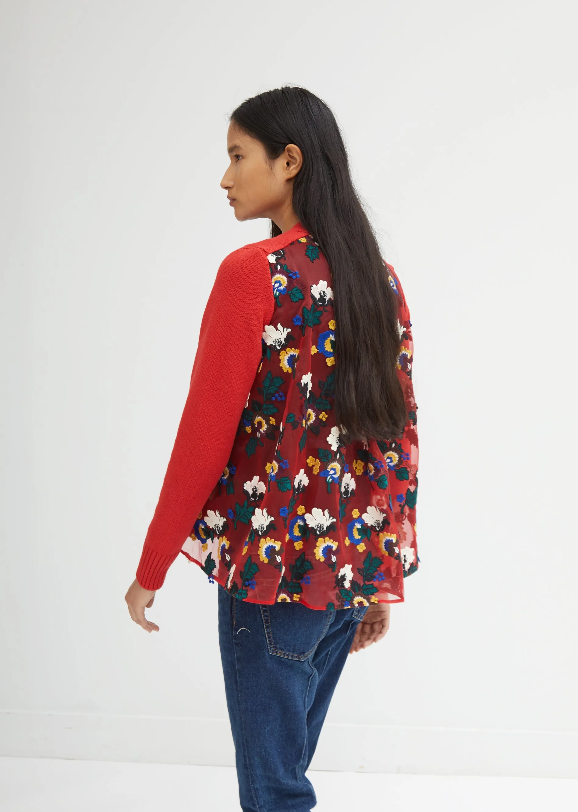 Flower Knit Mix Cardigan