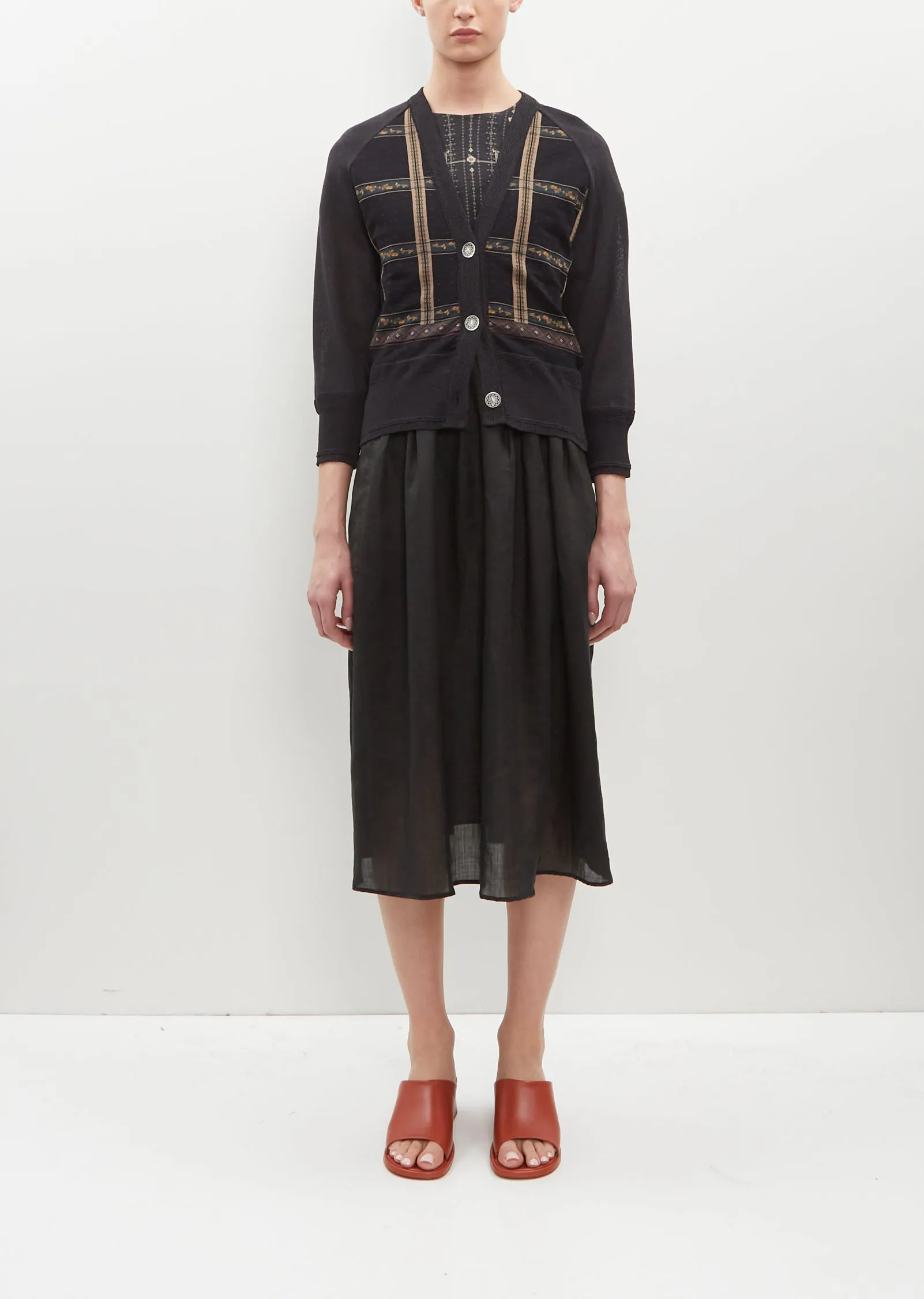 Gauze Sleeve Knit Cardigan