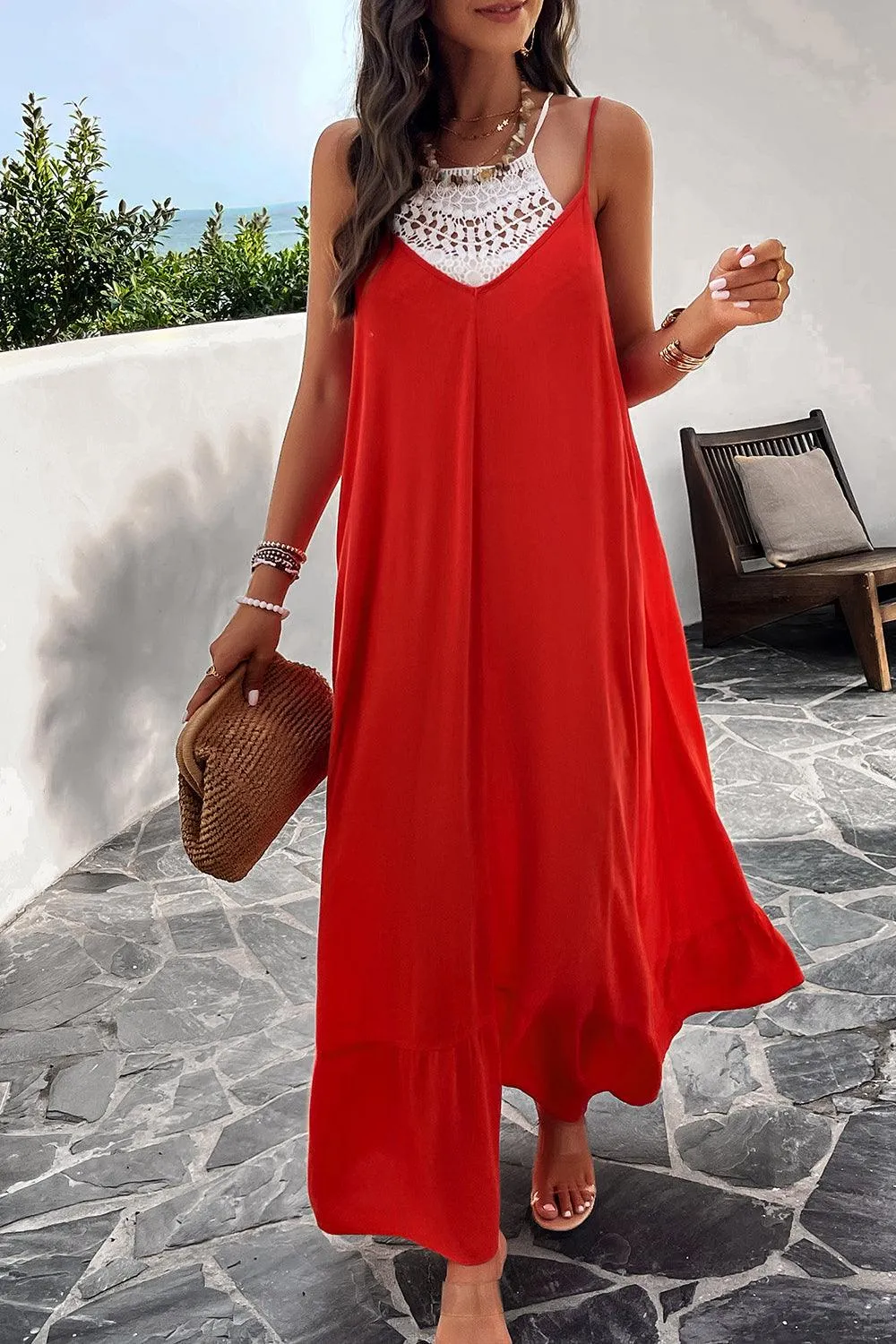 Getaway Chic A-Line Backless Maxi Cami Dress