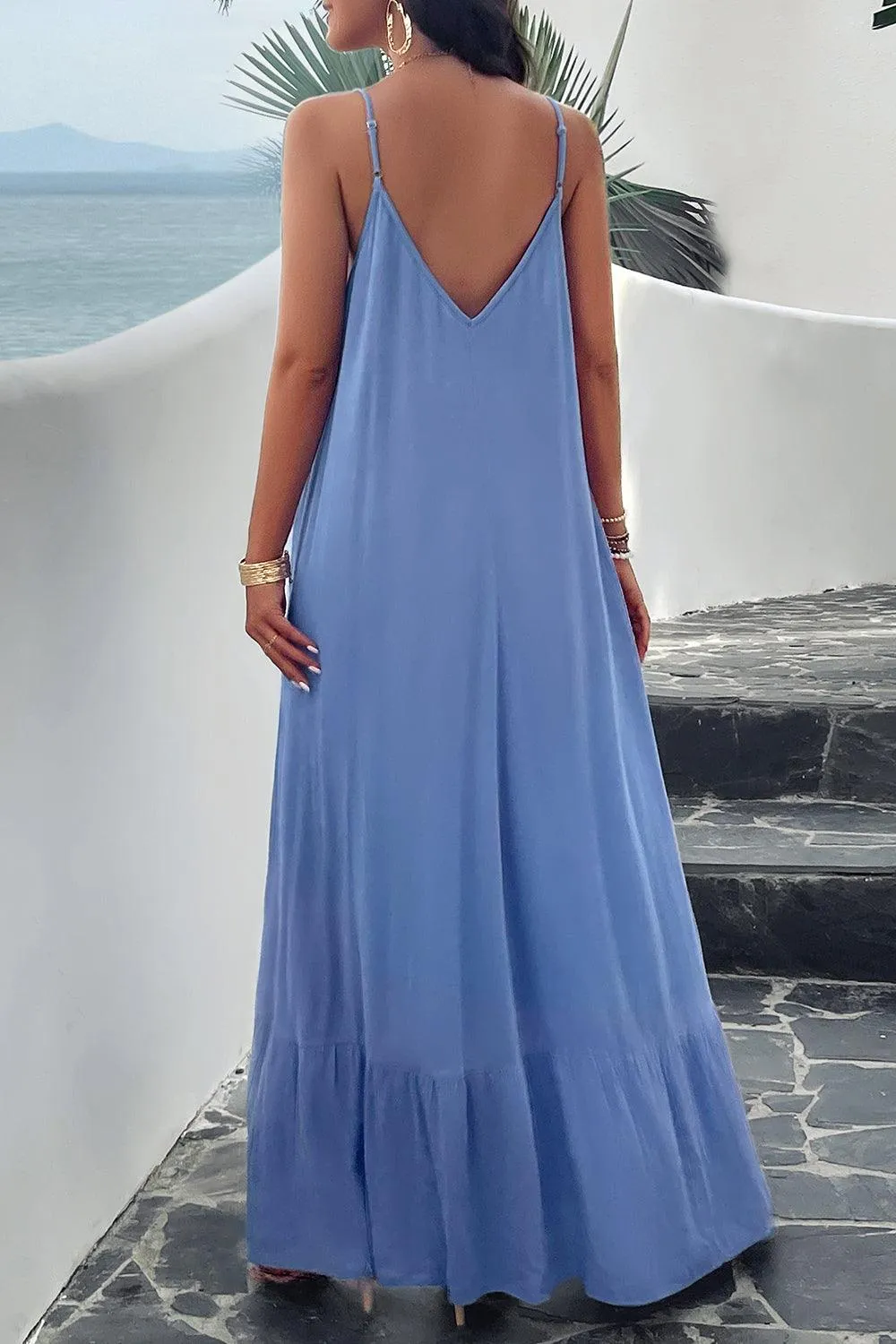 Getaway Chic A-Line Backless Maxi Cami Dress